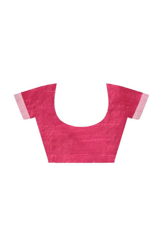Mominos Fashion Moeza Magenta All Over Buti Handloom Silk Saree with unstitched Blouse piece