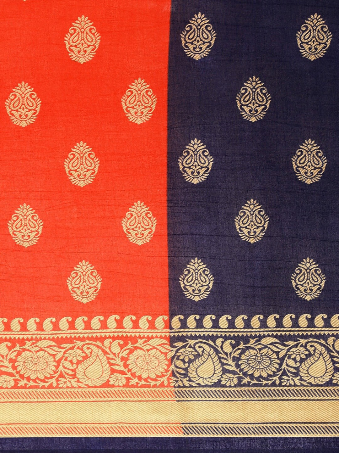 Saree Mall Ethnic Motifs Printed Half & Half Art Silk Sarees