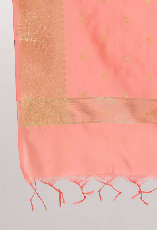 Mominos Fashion Moeza Women's Banarsi Silk Woven Design Baby Pink Dupatta
