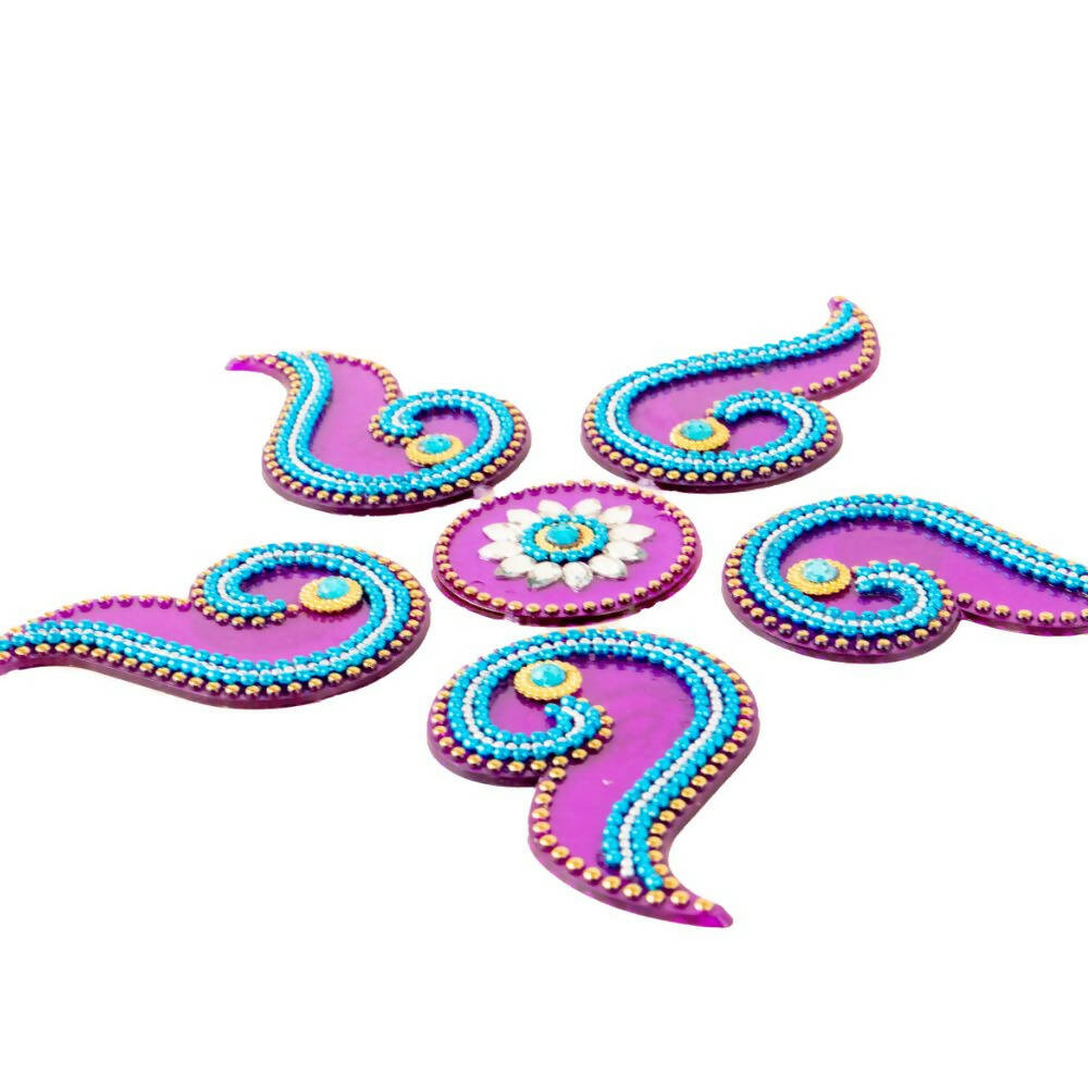 Kundan HandiKrafts Curved Designer Rangoli Purple (Baby)