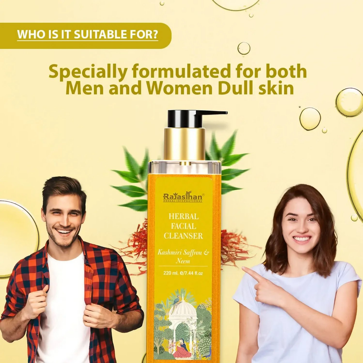Rajasthan Herbals Herbal Facial Cleanser with Kashmiri Saffron & Neem