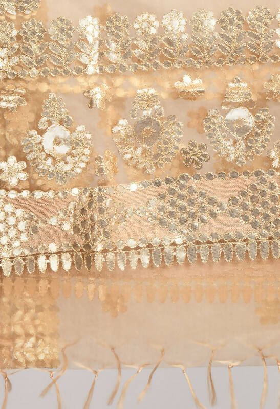 Mominos Fashion Moeza Women Organza Gotta Patti Bridal Dupatta Golden Dupatta