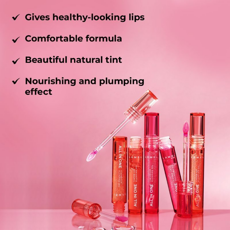 Lamel All In One Lip Tinted Plumping Oil - 401 Peachy