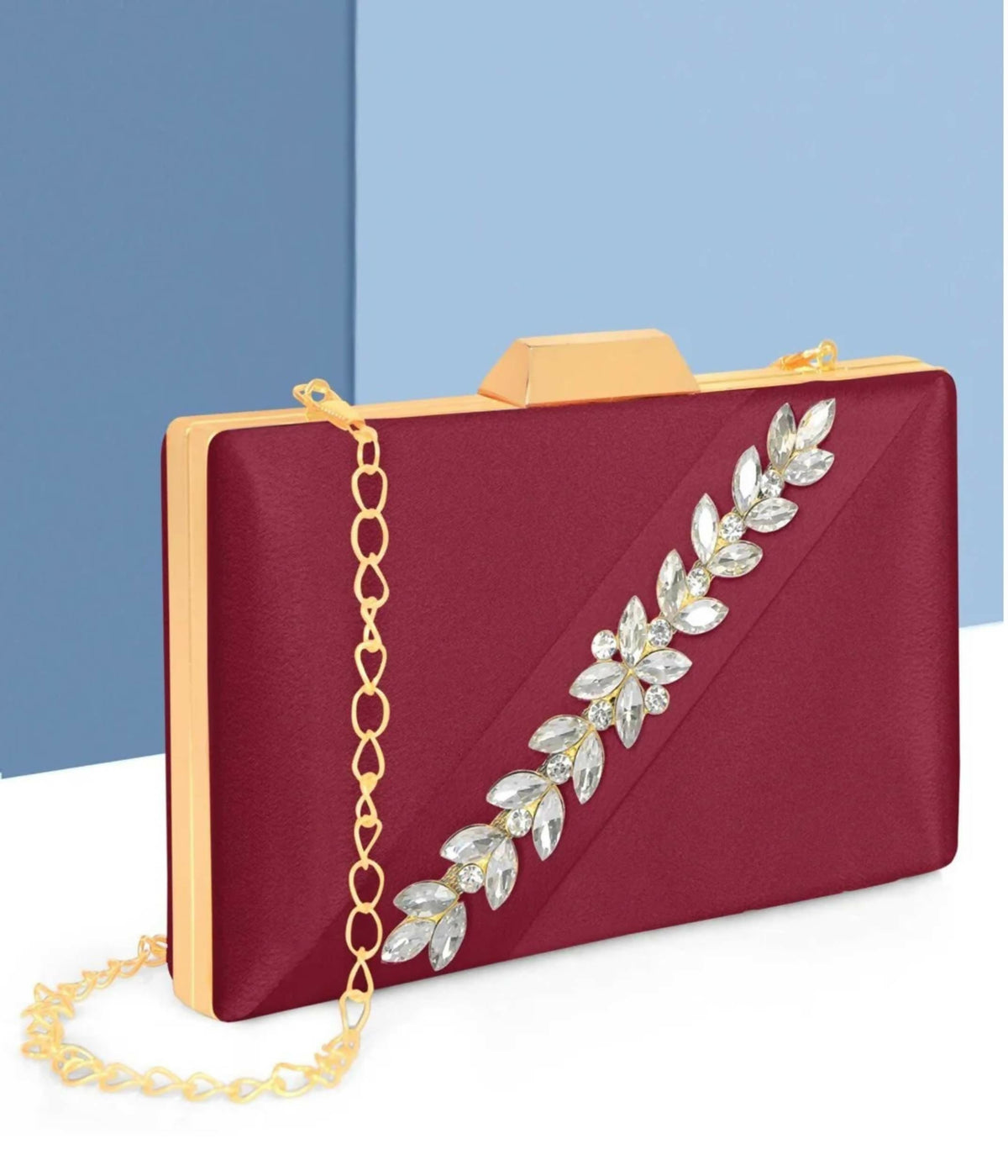 Joban Fashion Luxurious Satin Evening Clutch With Detachable Chain Strap - Pink