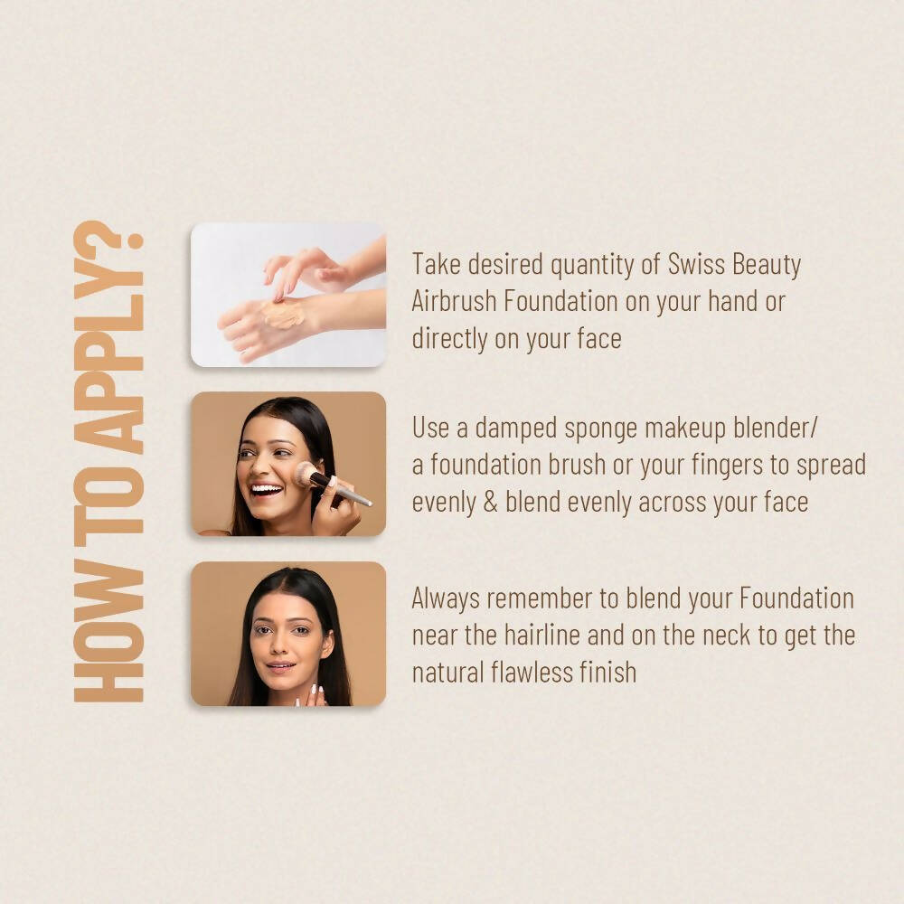 Swiss Beauty Airbrush Finish Full Coverage Foundation - Golden Beige