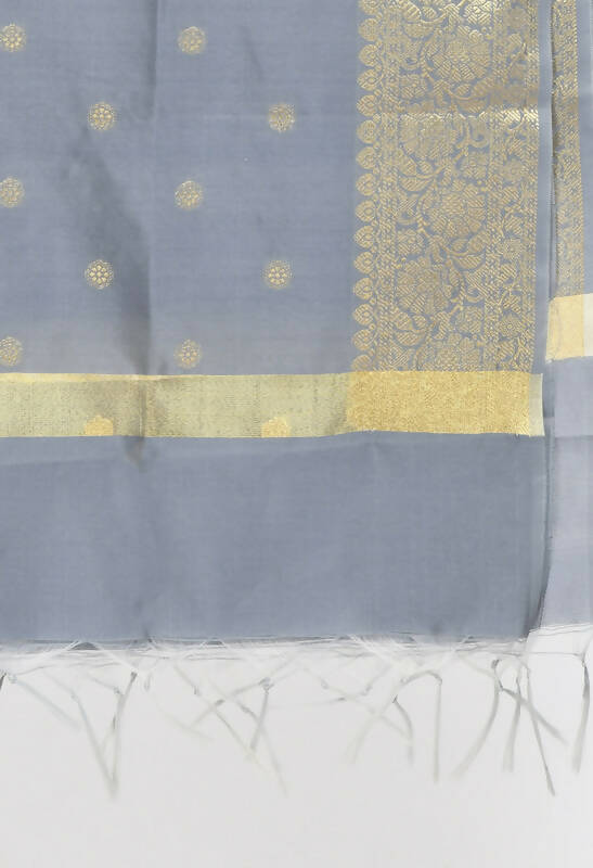 Mominos Fashion Moeza Women's Banarsi Silk Woven Design Grey Dupatta