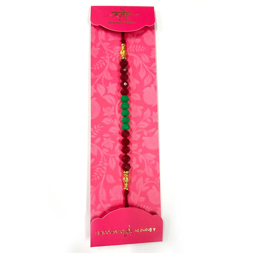 Green & Maroon Stones Rakhi