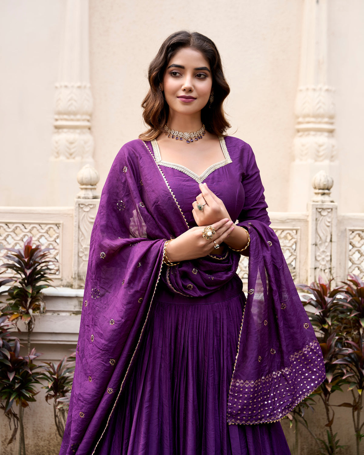 Evanik Women Pure Chanderi Plain With Zari Weaving Work Border Stitched Lehenga With Unstitched Blouse Dupatta(Up to 42)