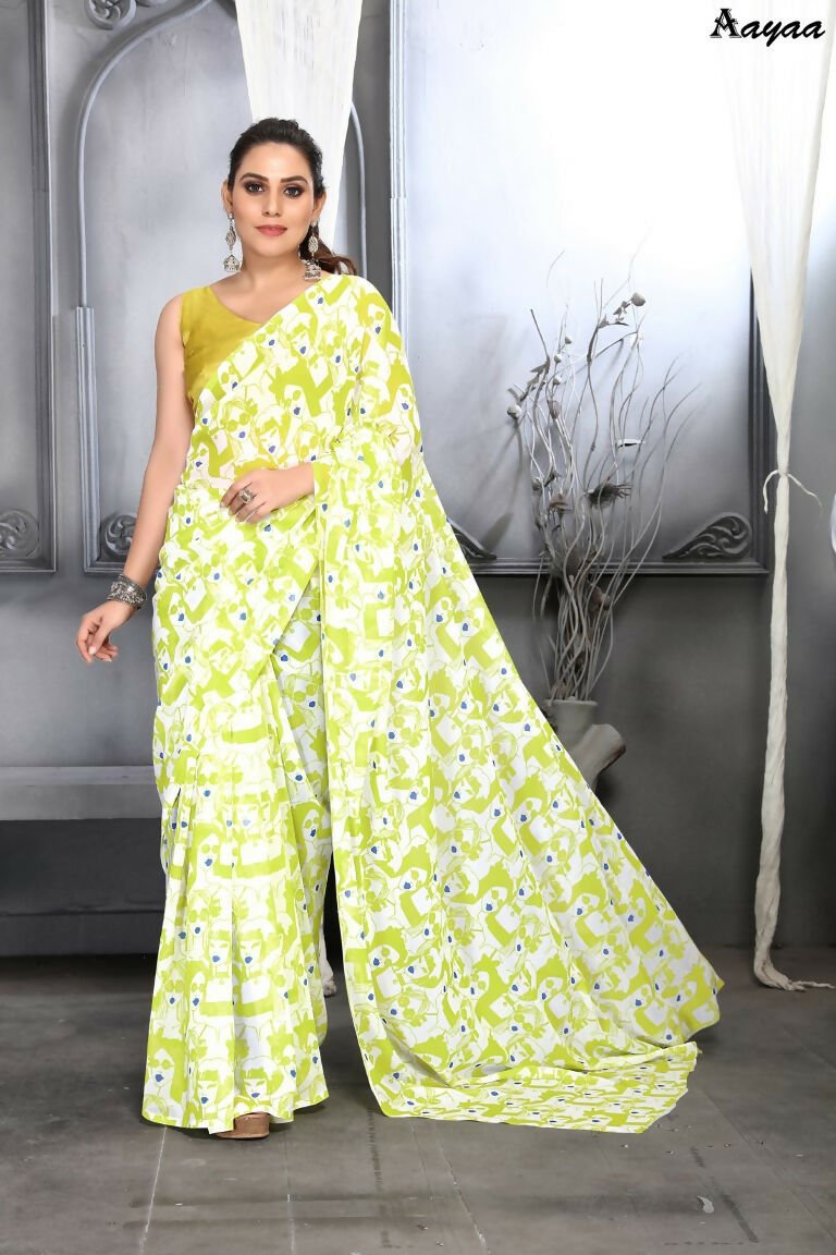 Aayaa Designer Printed Georgette Saree - Multi Color