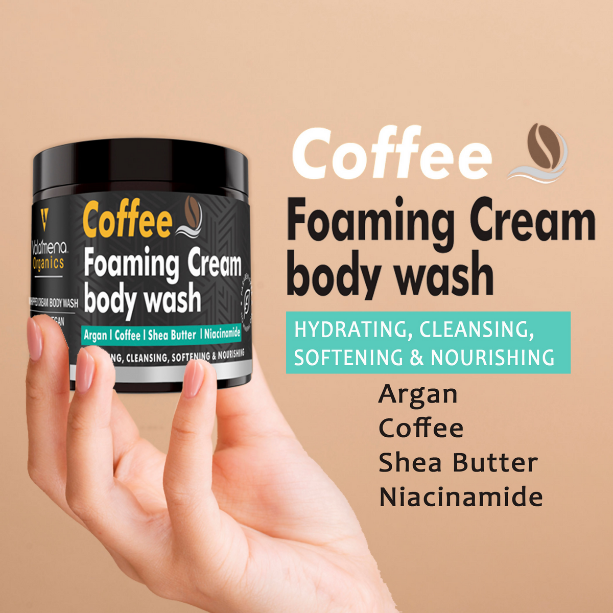 Volamena Organics Arabica Coffee Foaming Cream Body Wash