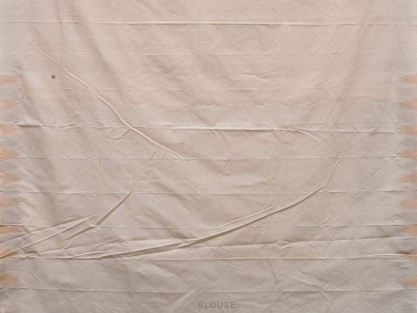 White Khadi Cotton Handloom Saree with Temple Border and Buta Design - Global Threads