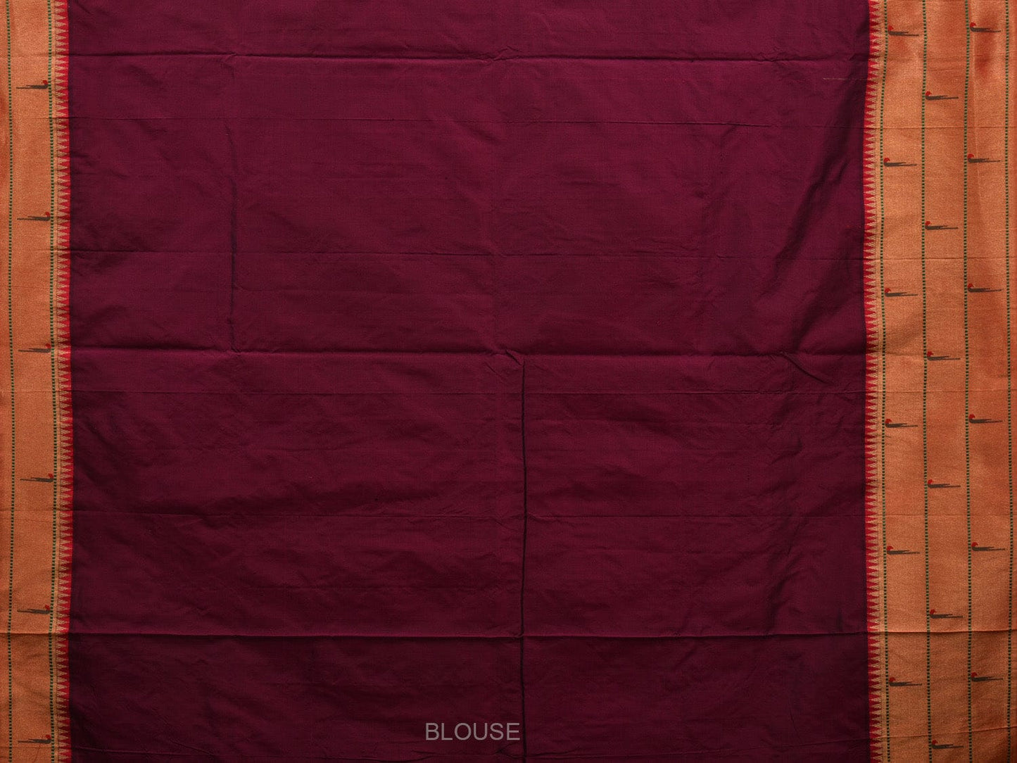 Wine Paithani Silk Handloom Saree with Pallu and Triple Muniya Border Design - Global Threads