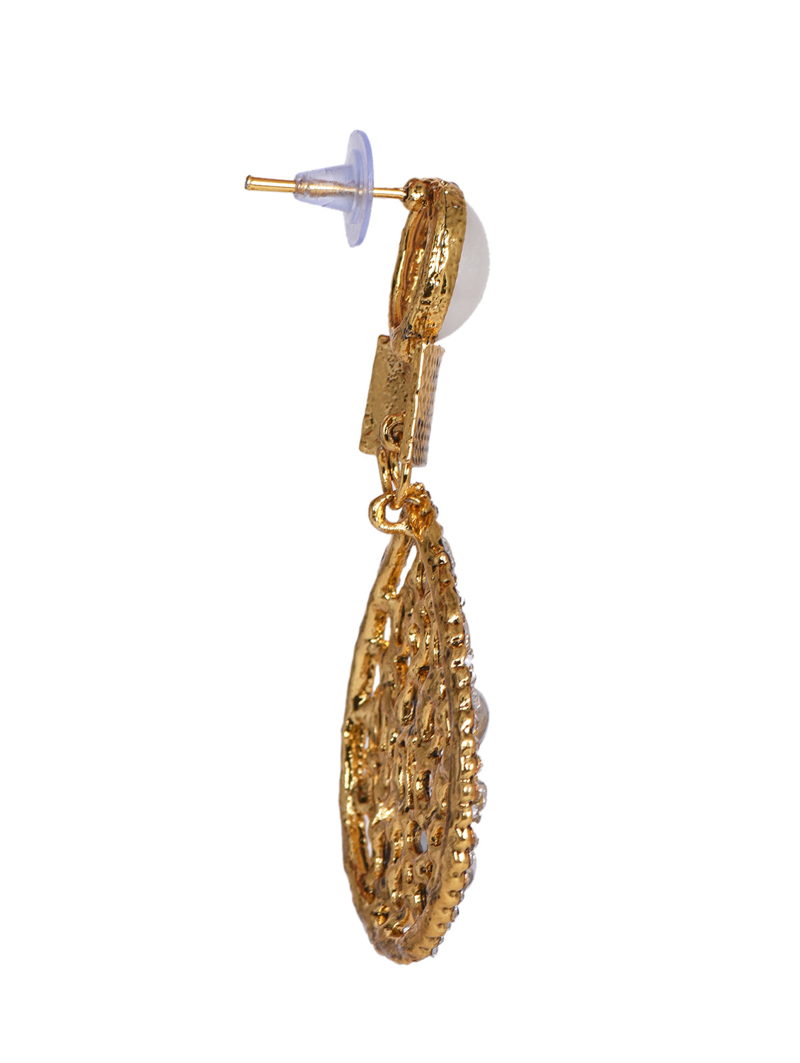 Gold-Polished Alloy Traditional Look Pearl Studded Earrings - The Pari