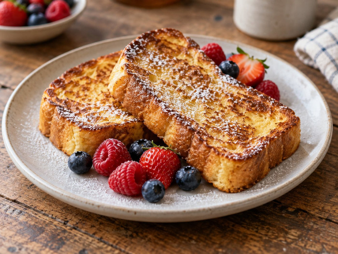 Brioche French toast with fresh berries, generated illustration
