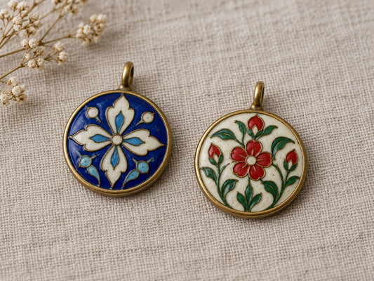 Generic enamel pendant study samples, generated illustration