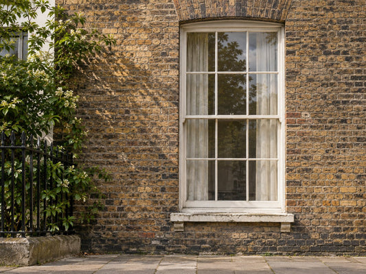 Generic London brickwork and window, generated illustration