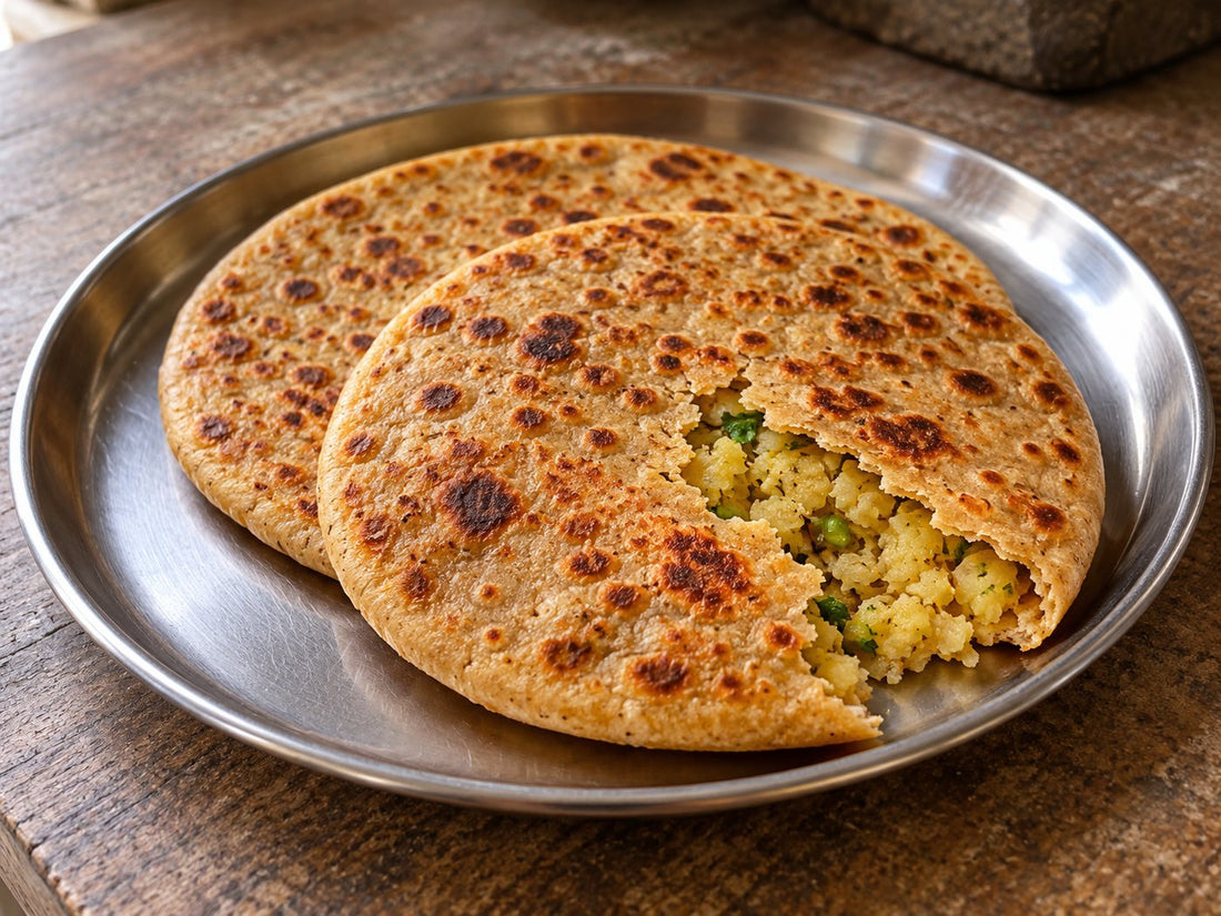 Potato-stuffed aloo paratha, generated illustration