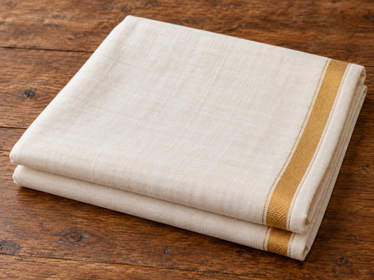 Off-white cloth with a golden-coloured border, generated illustration