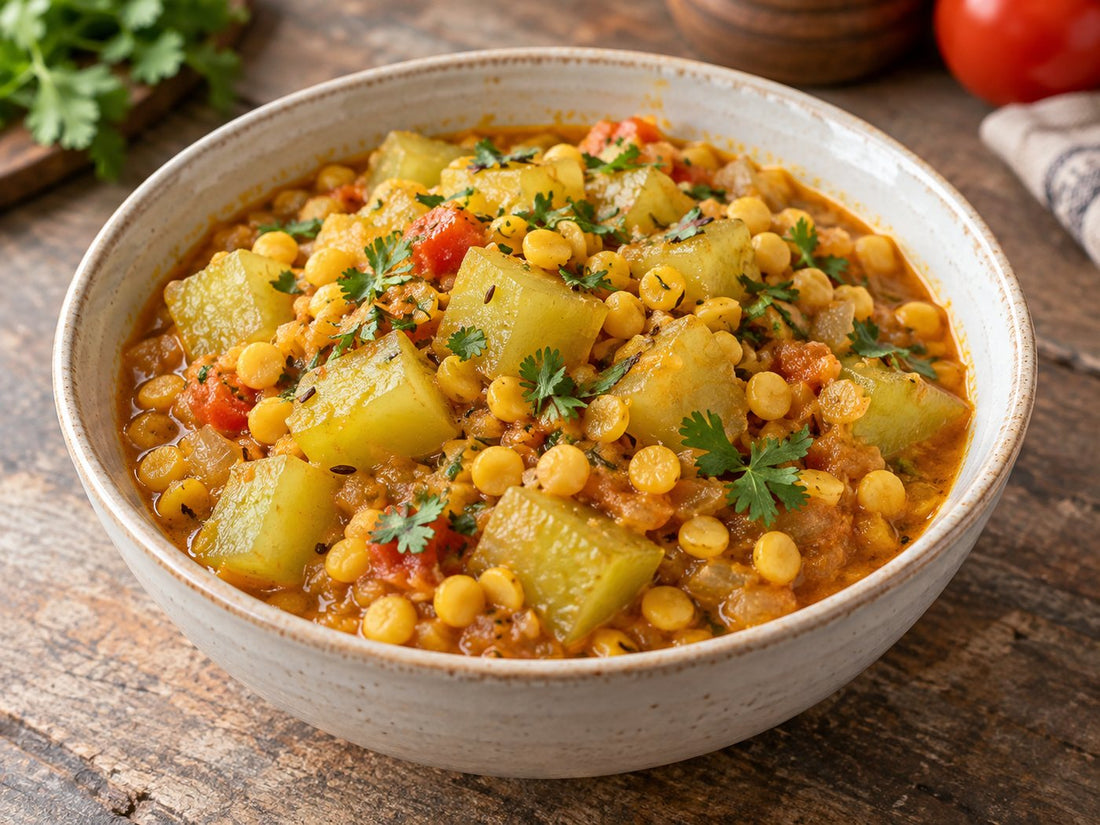Bottle gourd and chana dal curry, generated illustration