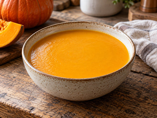 Creamy pumpkin soup, generated illustration