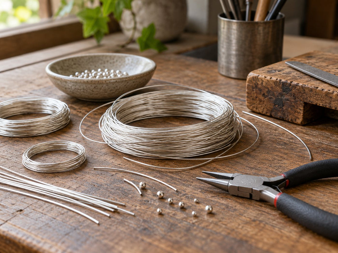 Fine metal wire and jeweller’s tools, generated illustration