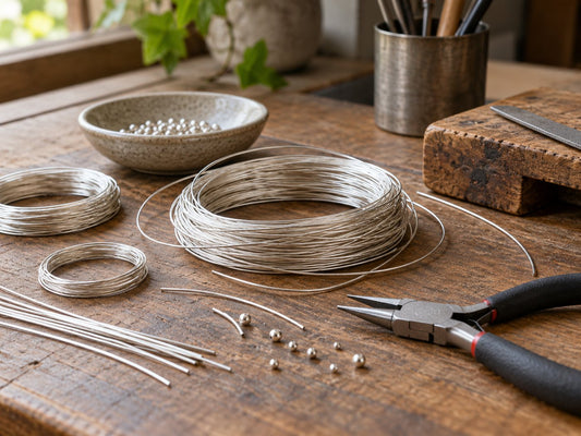 Fine metal wire and jeweller’s tools, generated illustration