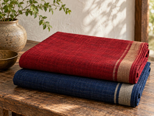 Folded contrasting-colour textiles, generated illustration