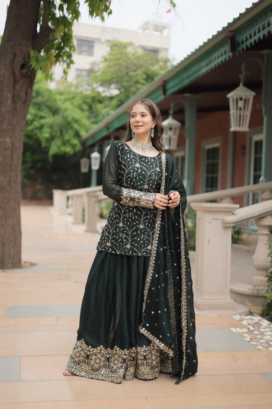 Yash Enterprise Green Silk Party Wear Embroidery Suit Set