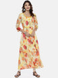 Souchii Yellow Printed A-Line Kurta