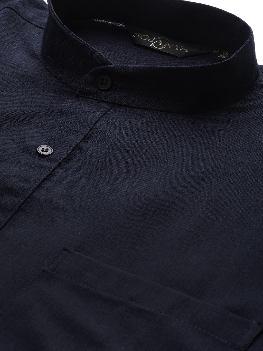 Sojanya Men Navy Blue Solid Straight Kurta