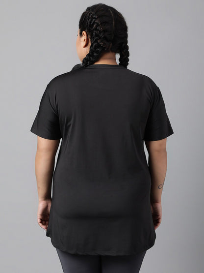 MKH Plus Size Relaxed Fit Typography Printed Dri-Fit Sports T-shirt