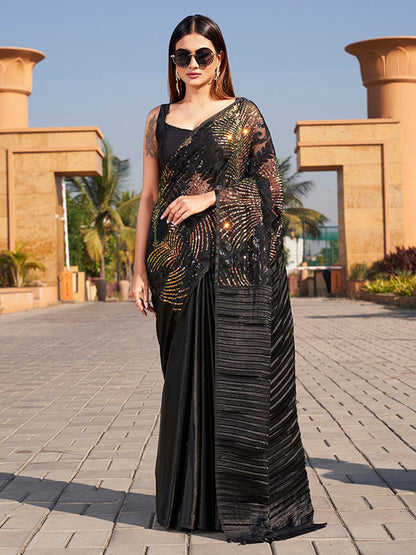 Tikhi Imli Sequinned Satin Saree