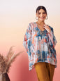 InWeave Women's Powder Blue Digital Print Kaftan Boho Top