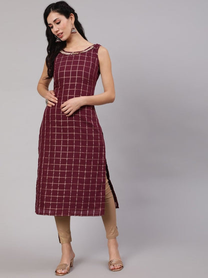 Aks Checked Chanderi Silk Straight Kurta