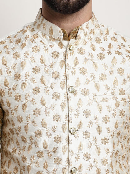 Sojanya Men Blue Ethnic Motifs Kurta with Pyjamas & Nehru Jacket