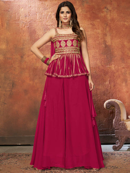 Myra Pink Georgette Embroidered Designer Suit