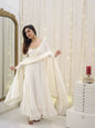 Yash Enterprise White Star Georgette Silk Embroidery Party Wear Uit Set