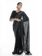 Myra Black Georgette Embroidered Designer  Saree