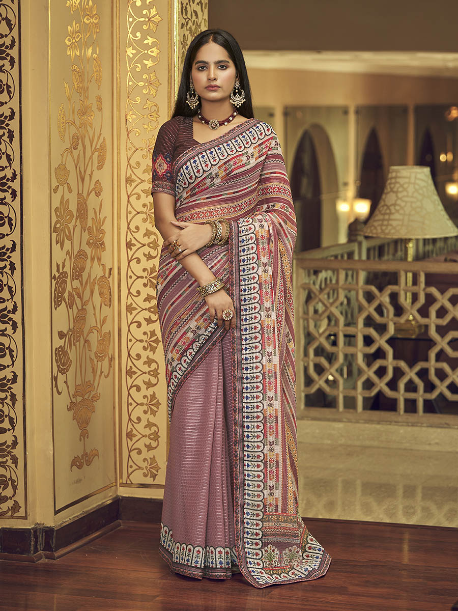 Myra Multicolour Gorgette Designer Saree