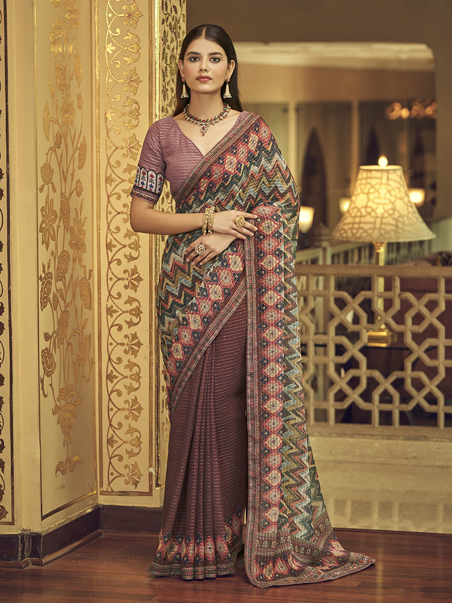 Myra Multicolour Gorgette Designer Saree