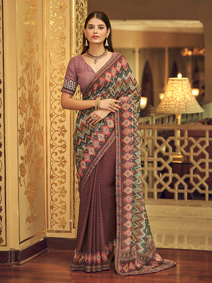Myra Multicolour Gorgette Designer Saree