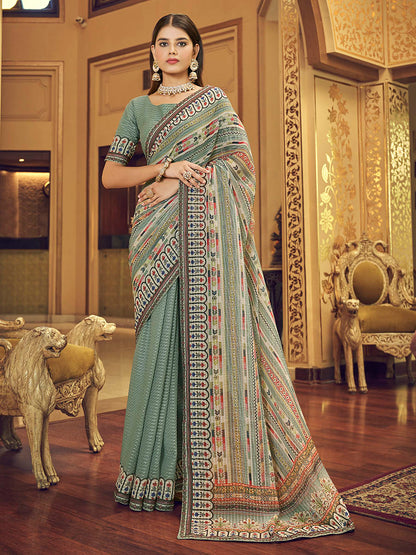 Myra Multicolour Gorgette Designer Saree