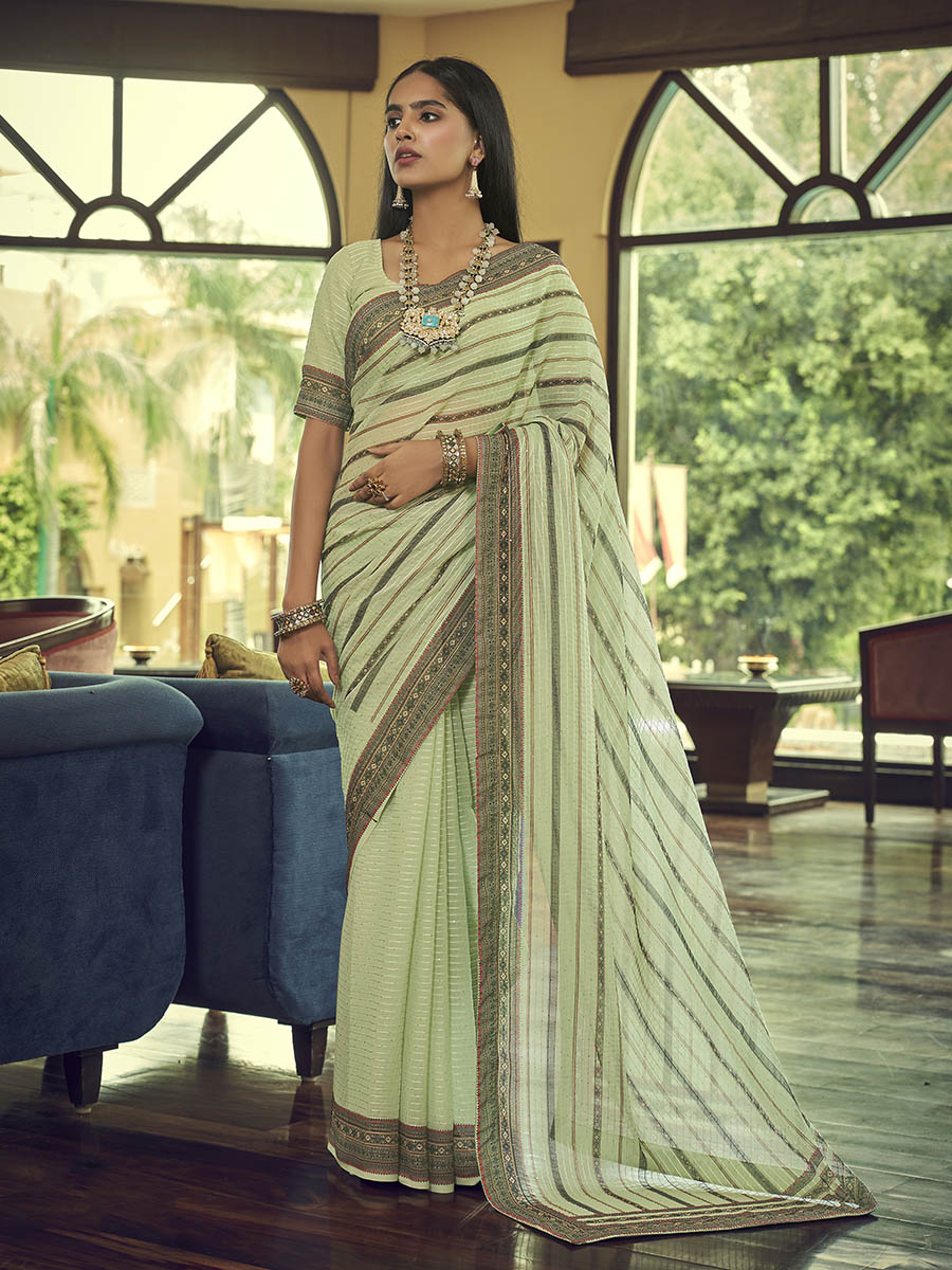 Myra Multicolour Gorgette Designer Saree