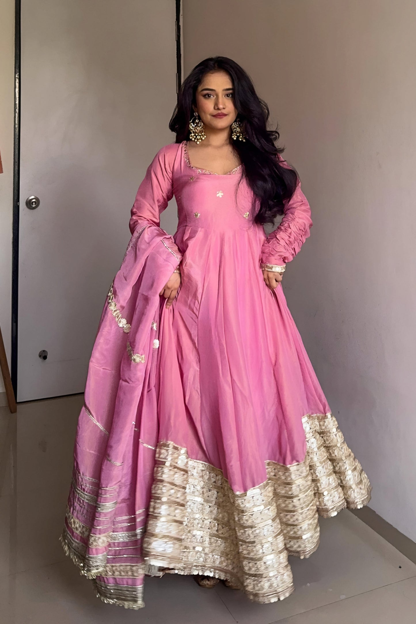 Yash Enterprise Pink Vichitra Silk Embroidery Suit Set