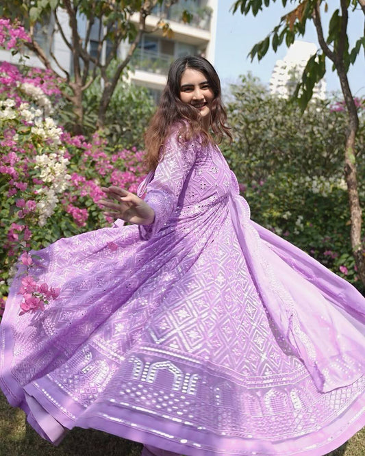 Yash Enterprise Purple Heavy Chinon Embroidery Party Wear Suit