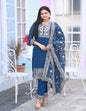 Yash Enterprise Alluring Fox Georgette Blue Embroidery Work Readymade Salwar Suit