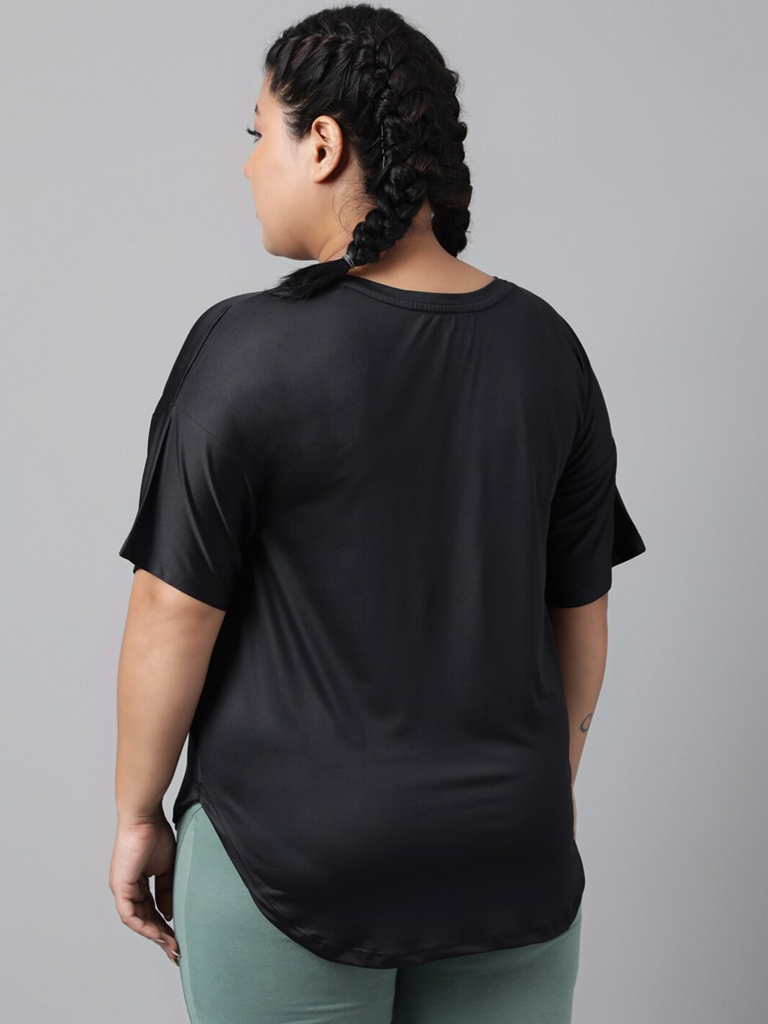 MKH Plus Size Relaxed Fit Typography Printed Drop Shoulder Sleeves Dri-Fit Sports T-shirt