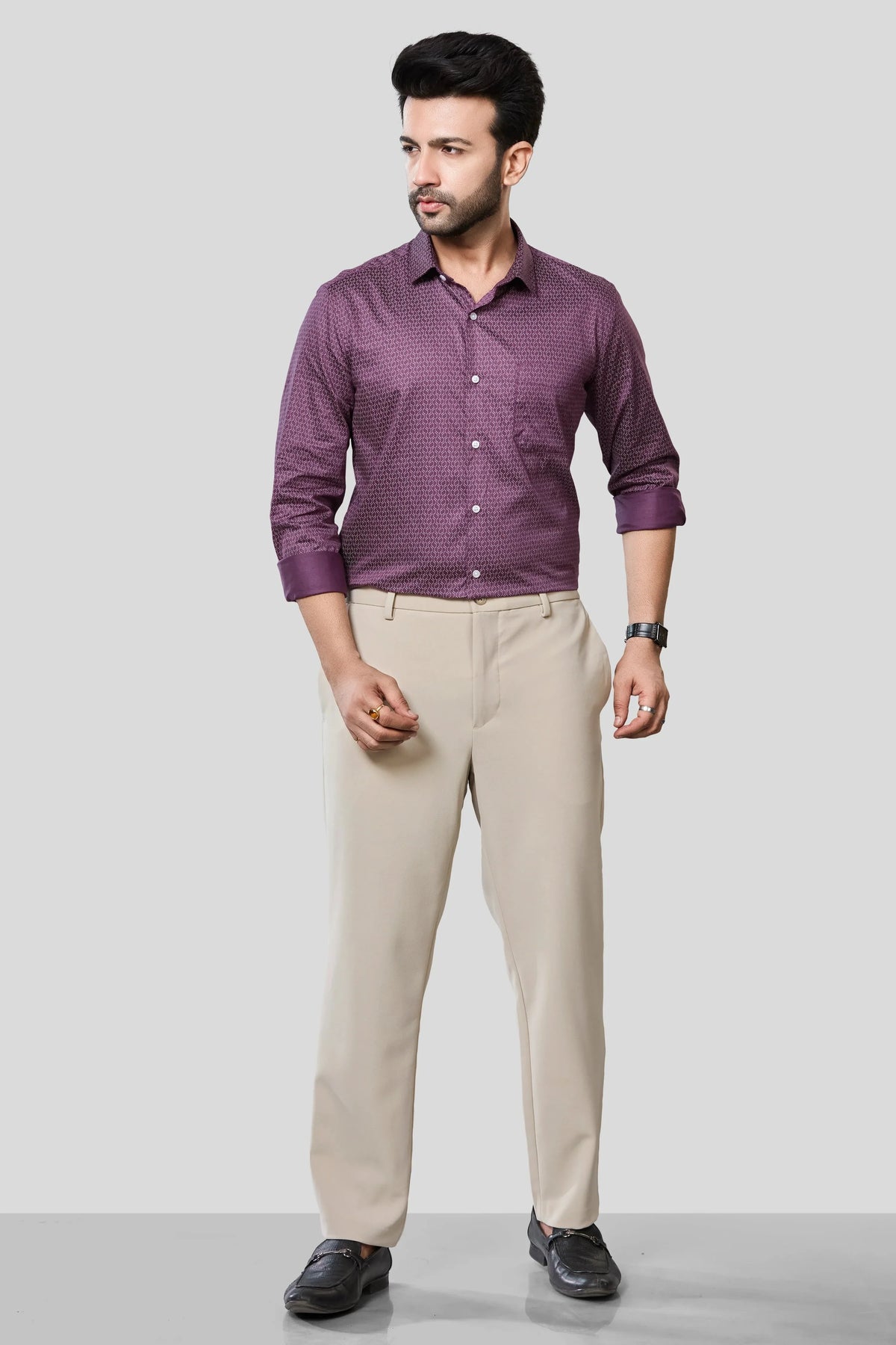 Jonesburg Men's Printed Slim Fit Formal Shirt