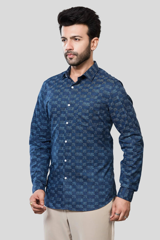 Jonesburg Men's Printed Slim Fit Formal Shirt