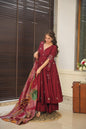 Yash Enterprise Maroon Maslin Cotton Anarkali Suit Set
